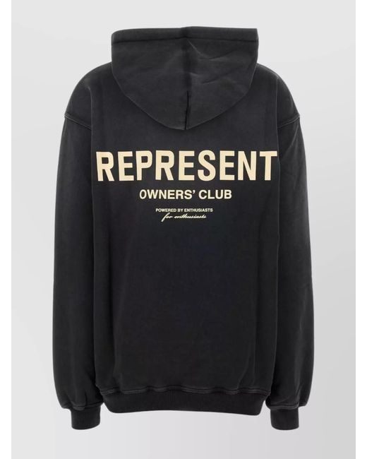 Represent Black Cotton Printed Hoodie for men