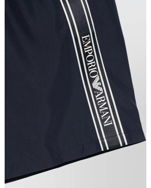 Emporio Armani Blue Swim Shorts Side Stripe Two Pockets for men