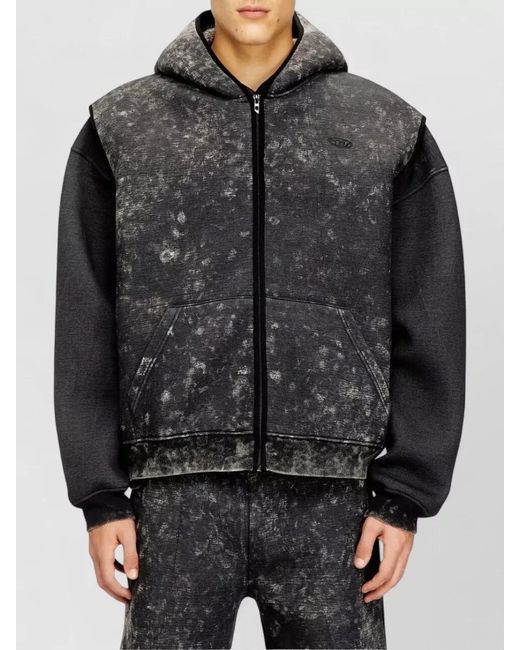 DIESEL Gray Relaxed-Fit Hooded Jacket for men