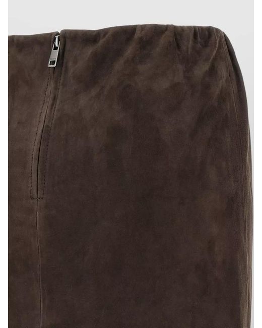 ROTATE BIRGER CHRISTENSEN Brown Suede Fitted Skirt