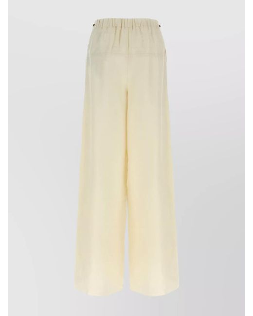 Max Mara White Silk Linen Wide-Leg Trousers