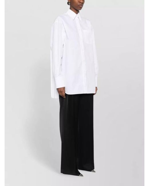 Sportmax White Cotton-Blend Pleated Shirt