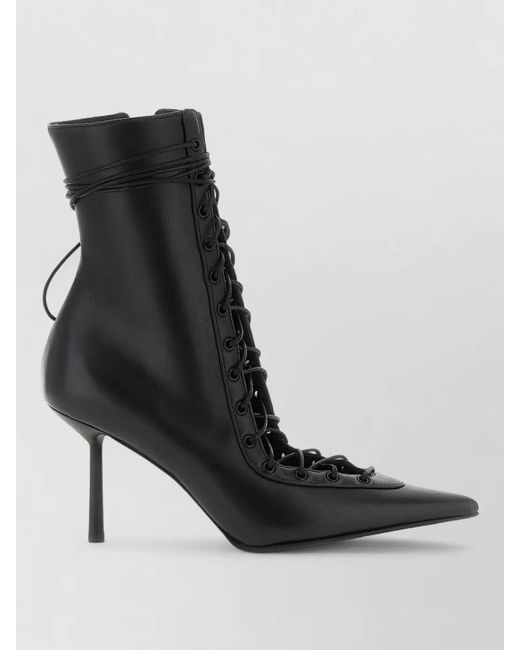 Le Silla Black Leather Colette Lace-Up Ankle Boots