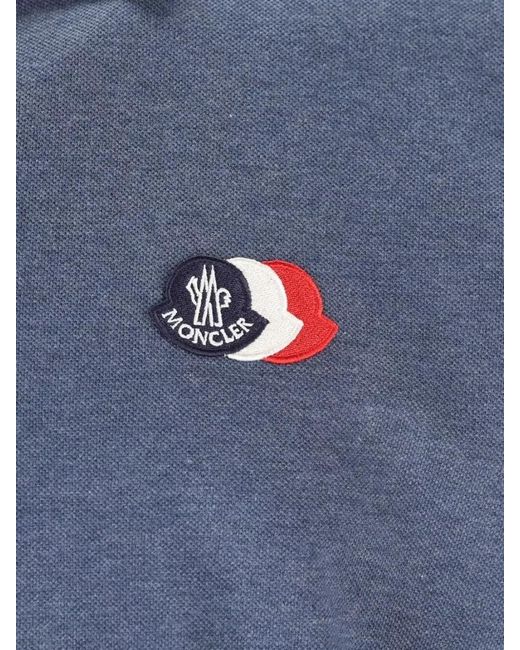 Moncler Blue Cotton Polo Shirt