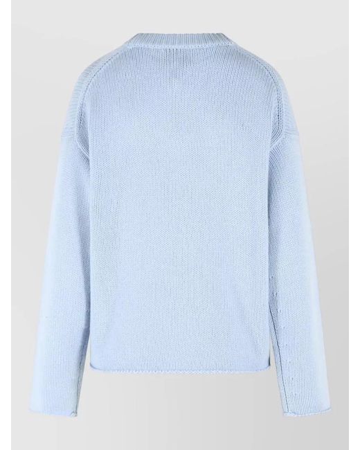 Loulou de Saison Blue Derry Cashmere Sweater Round Neckline Long Sleeves