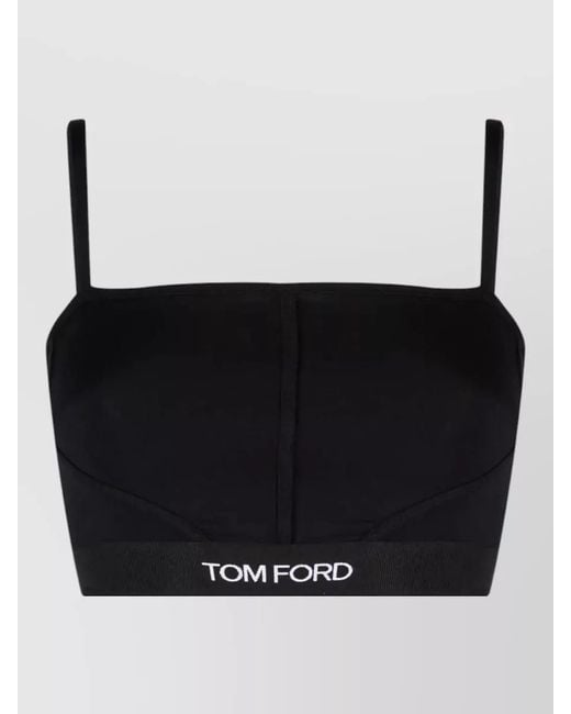 Tom Ford Black Stretch Logo-Band Square-Neck Bralette