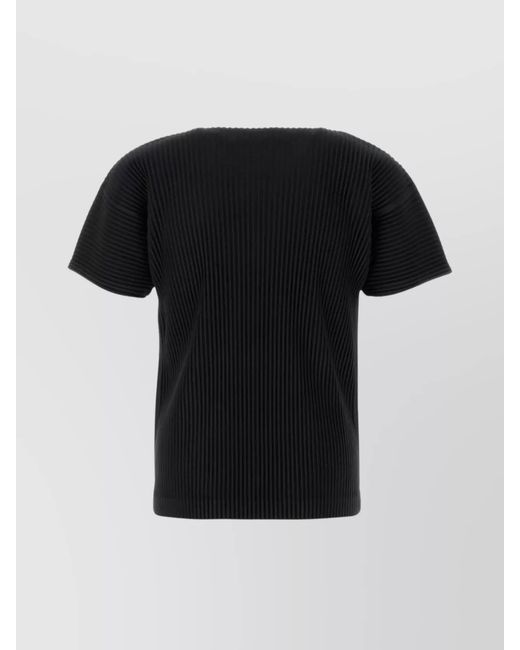 Homme Plissé Issey Miyake Black Pleated Short-Sleeve T-Shirt for men