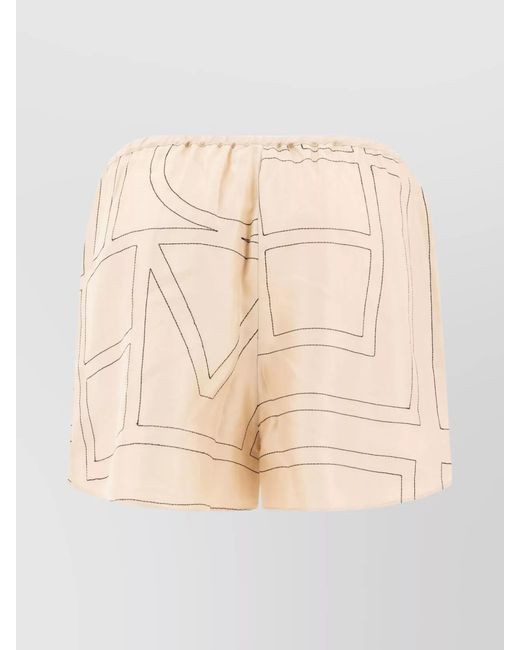 Totême Natural Silk Monogram-Print Pajama Shorts