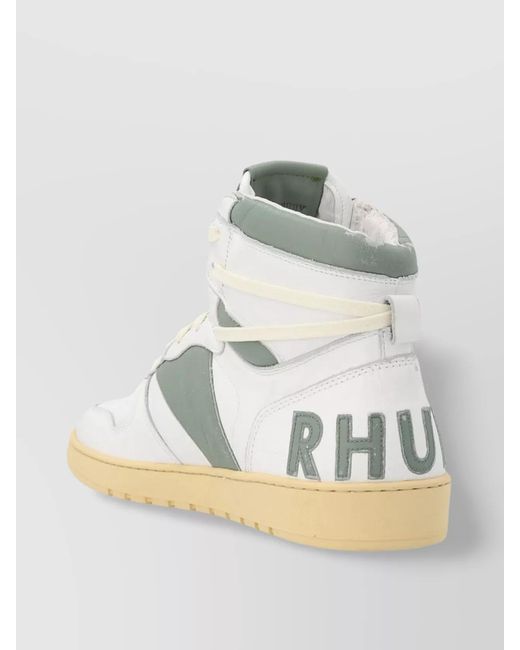 Rhude Metallic Calfskin Leather Hi-Top Sneakers for men