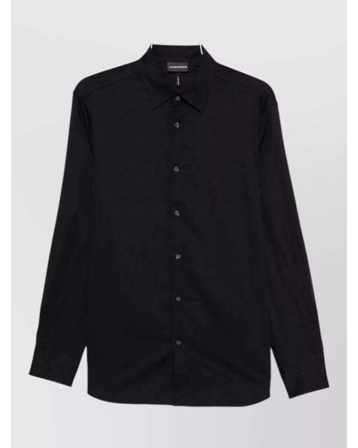 Emporio Armani Blue Cotton Long-Sleeve Shirt for men