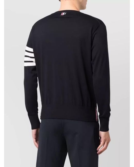 Thom Browne Blue Wool Ribbed Crewneck Jumper for men