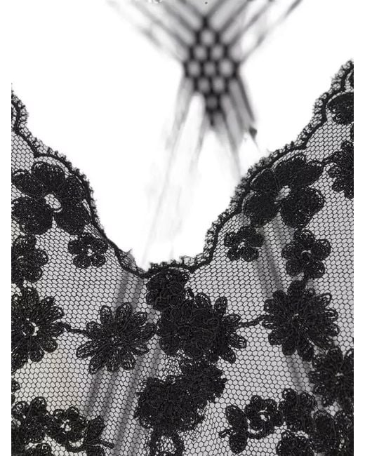 Fendi Black V Neck Lace Floral Soft Long Top