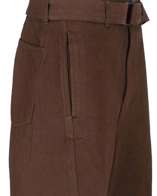 Lemaire Brown Wide Leg Pants Belt Loops Side Pockets for men