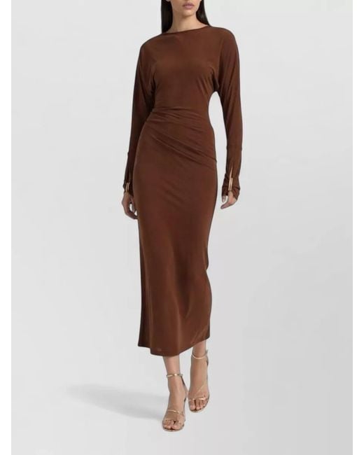 Max Mara Brown Draped Midi Dress