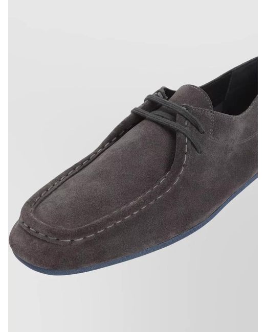 Jil Sander Gray Suede Lace Up Moccasin Style Loafers Rubber for men