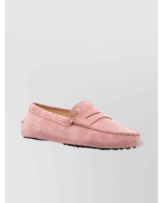 Tod's Pink Leather Loafers