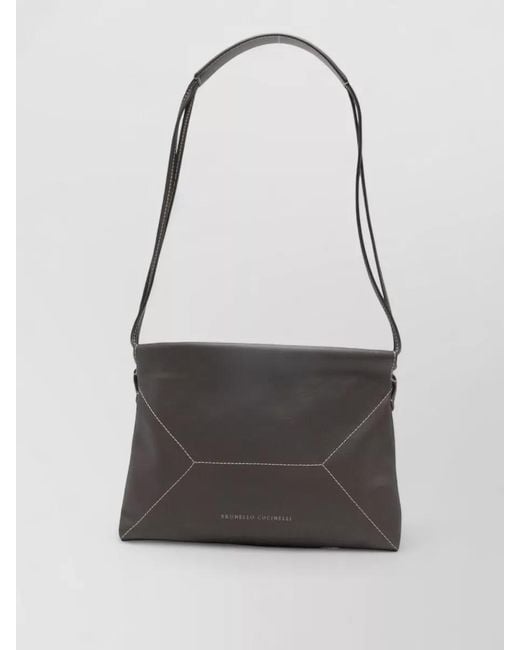Brunello Cucinelli Gray Leather Shoulder Bag