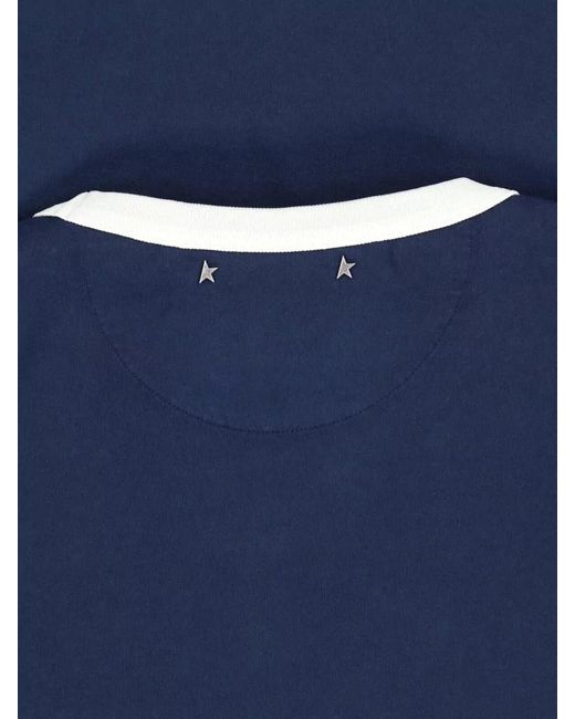 Golden Goose Deluxe Brand Blue Short Sleeves Crew Neck Graphic Print Shirt for men