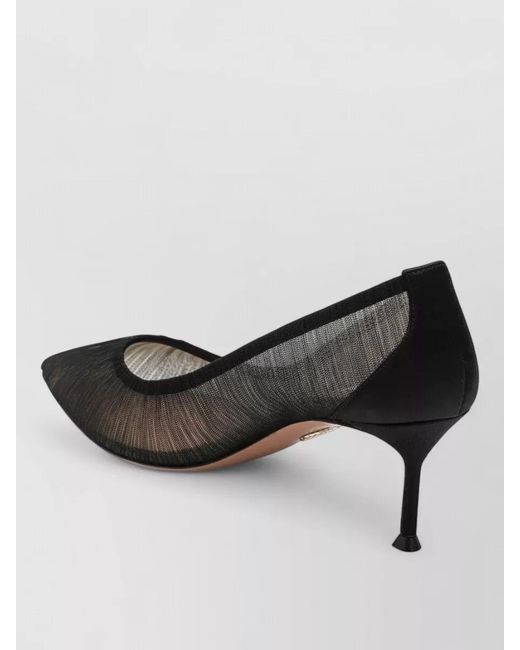 Aquazzura Black Kitten Heel Pumps Pointed Toe Mesh
