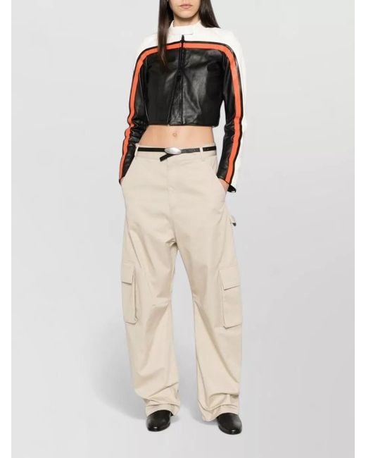 Balenciaga Natural Straight Pants Regular Fit Silk Nylon Blend