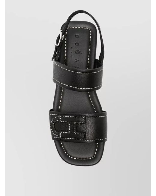 Hogan Black H685 H Sandal Open Toe Flat Sole