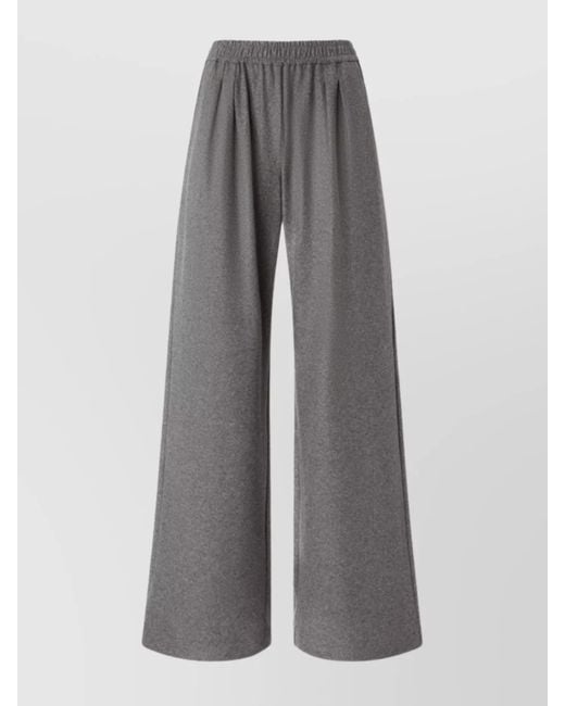 Pinko Gray High-Rise Flannel Wide-Leg Trousers