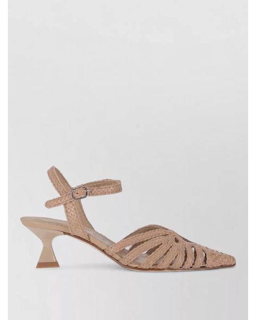 LA ROSE Natural Woven Pointed Toe Sandals Buckle Detail