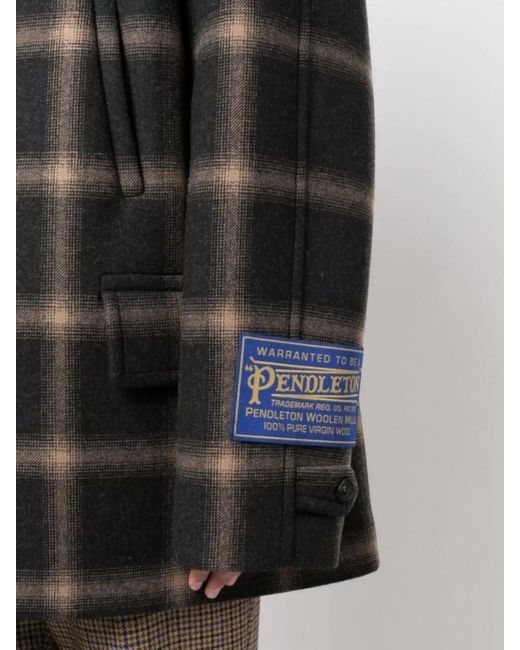Maison Margiela Black Checked Wool Double-Breasted Coat