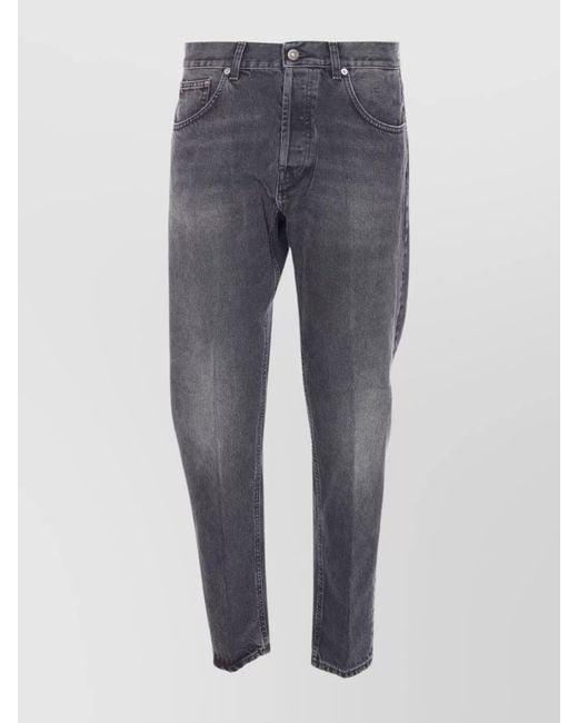 Dondup Gray Cotton Carrot Slim-Fit Jeans for men