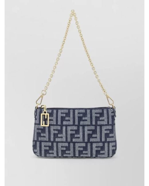 Fendi White Shoulder Bag Baguette Style Chain Strap