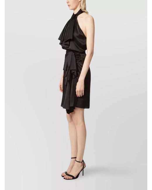 Nina Ricci Black Silk-Blend High-Rise Asymmetric Draped Midi Skirt