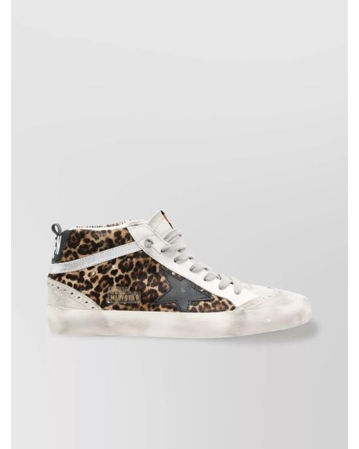 Golden Goose Deluxe Brand Multicolor Leather Leopard-Print High-Top Sneakers