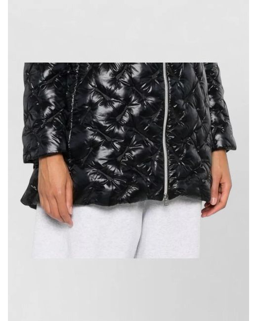Herno Black Quilted Down Midi Single-Breasted Coat