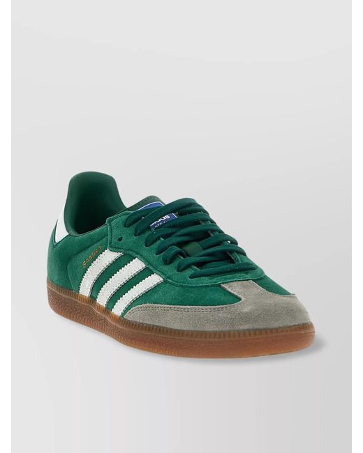 Adidas Originals Green Suede Leather Low-Top Sneakers for men