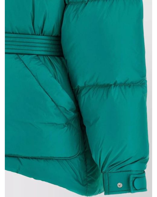Ienki Ienki Green Michlin Hooded Down Jacket Belted Waist