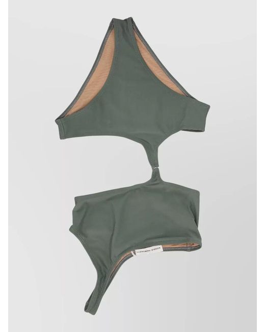 Niccolò Pasqualetti Gray Lycra Bikini Cut Out High Waist One Shoulder