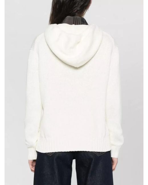 Polo Ralph Lauren White Bear Linen Blend Hooded Knit Sweater