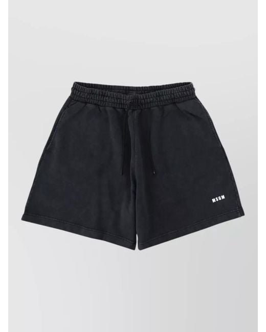 MSGM Blue Logo Beach Shorts Elastic Waist Pocket for men