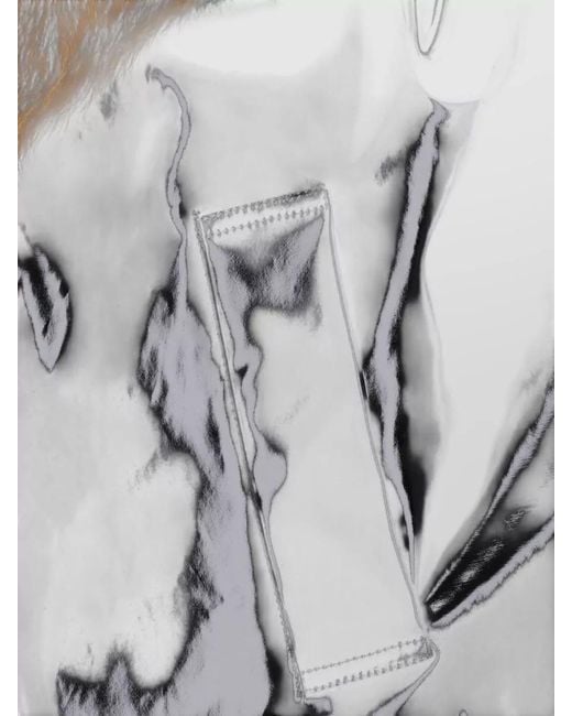 Saint Laurent Multicolor Long Coat Faux Fur Collar Glossy Finish