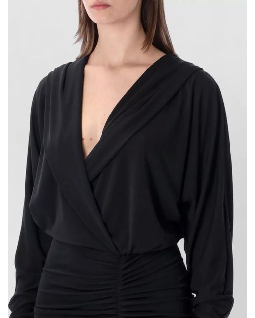 ANDAMANE Black Hooded Ruched Mini Dress
