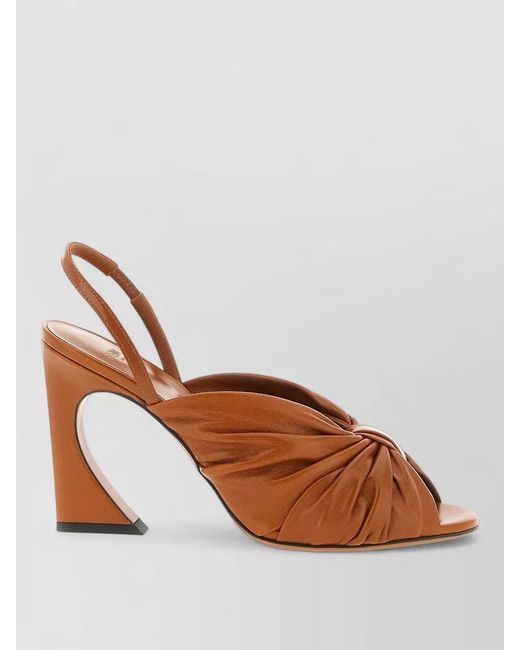 Fendi Brown Leather Slingback Sandals