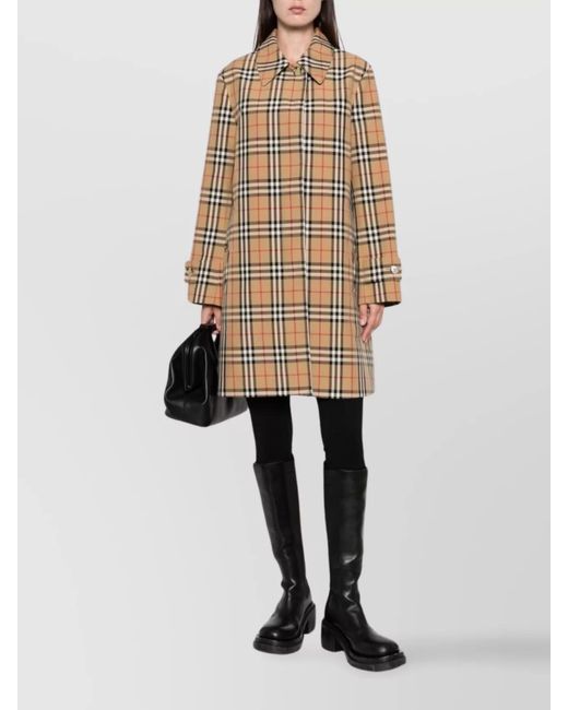 Burberry Natural Cotton Checked Single-Breasted Coat