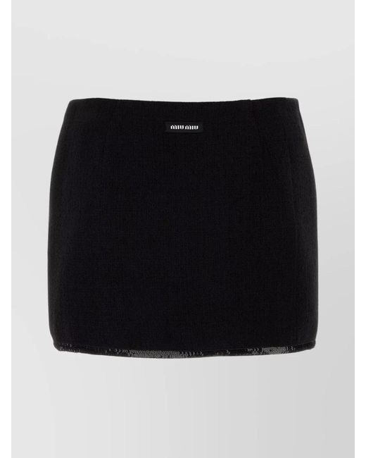 Miu Miu Black Wool Fitted Skirt