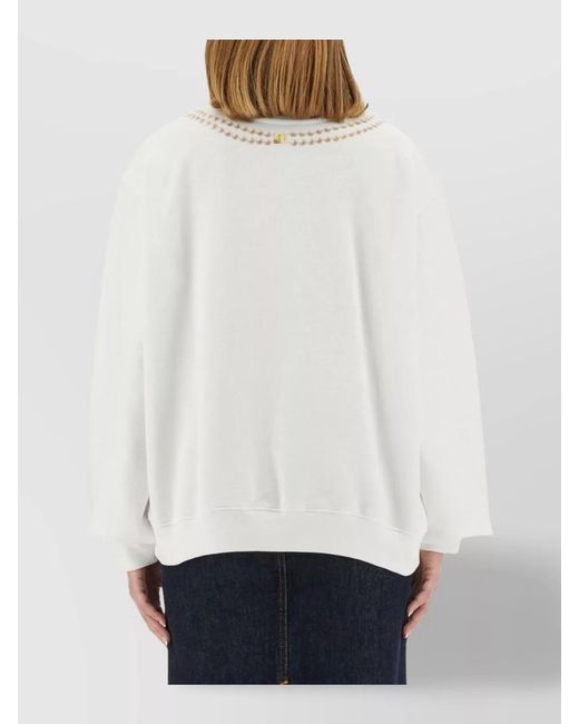 Moschino White Cotton Regular-Fit Jumper