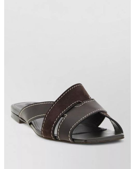 Tod's Black Leather Flat Sandals