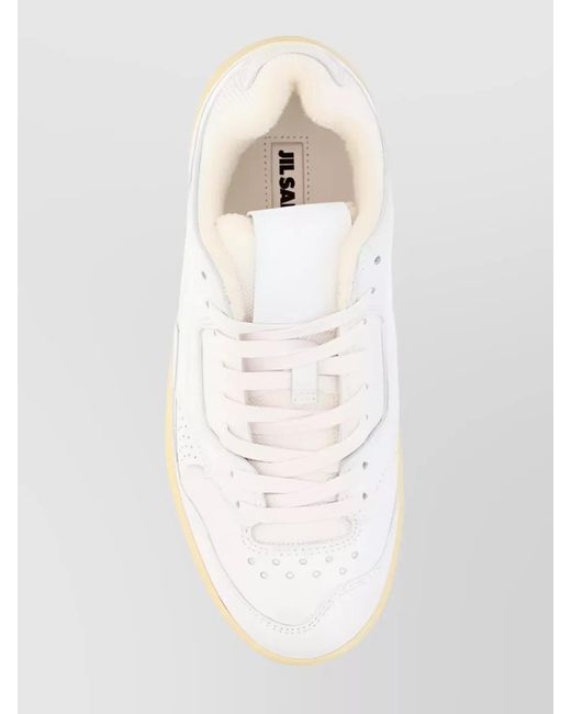 Jil Sander White Leather Low-Top Sneakers