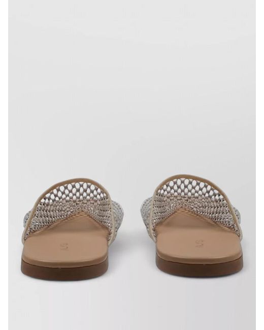 Alysi Gray Flat Mule Sandals Mesh Upper Strass