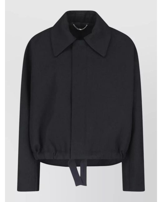 Victoria Beckham Black Collared Coat Long Sleeves Elasticated Hem