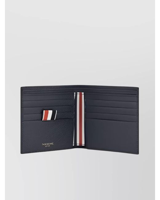 Thom Browne Blue Leather Fold Wallet Textured Finish for men