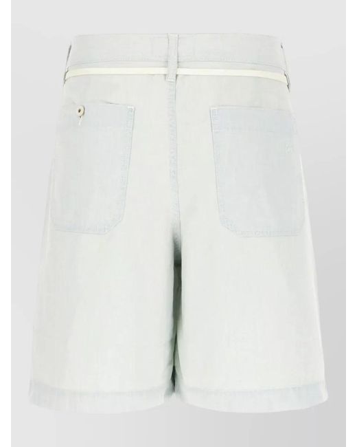 KENZO White Cotton Bermuda Shorts Belt Loops Pockets for men